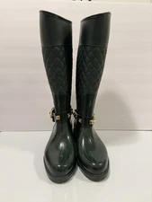 Saucony Women’s Hunter Green Rain Boots Gold Buckle Size 6