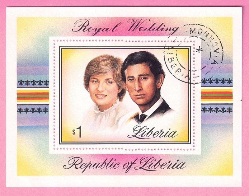 Liberia Charles-Diana Royal Wedding. 4 Cancelled Liberian Stamps.