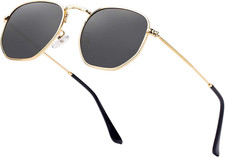 Hipster Hexagonal Polarized Sunglasses Men Women Geometric Square Small Vintage