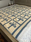 Cotton quilt with blue Hawaiian Breadfruit (Ulu) pattern — photo 2
