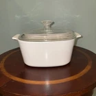 Vintage Corning Ware A-3-B Winter Frost White Casserole W Glass Pyrex Lid 3 ltr
