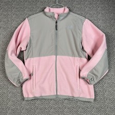 The North face Girls Fleece Pink Gray Zip Jacket Size XL 18 Light Weight Casual