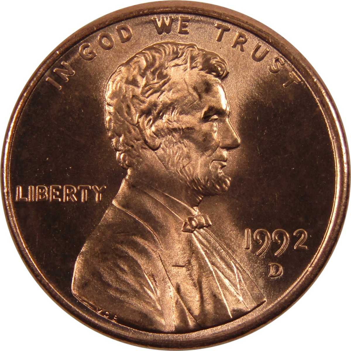1992-D 1C RD リンカーン メモリアル 1セント 1992 D Lincoln Memorial Cent BU Uncirculated Penny 1c Coin