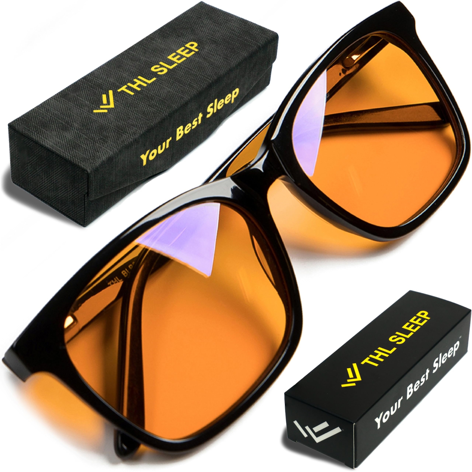 THL SLEEP XL Orange Blue Light Blocking Glasses for Men - Sleep & Migraine Gl...