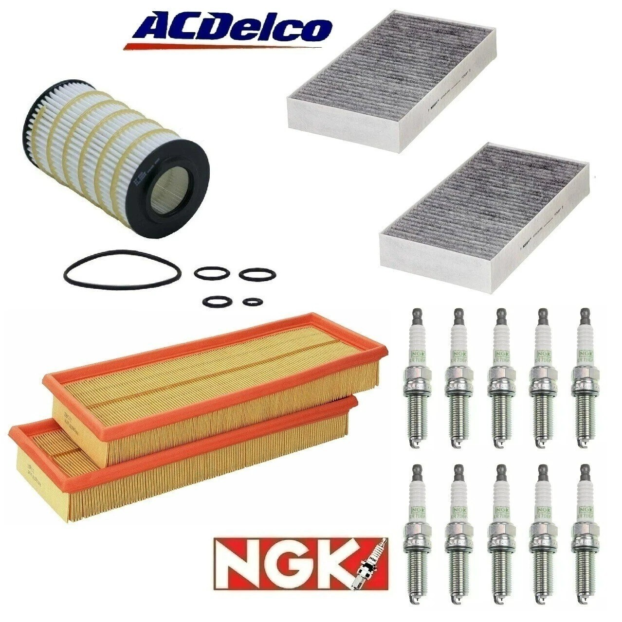 Spark Plug  Air Oil AC Cabin Filter Tune Up Kit 11pcs OEM for Mercedes V6 ML R