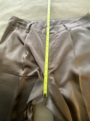 Pantalones de vestir Y2K Gap chocolate elástico satinado plisado pierna ancha tiro alto talla 10 - Imagen 5 de 8