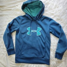 Under Armour Women's Hoodie Size Small UA Storm Teal Logo Pullover No Size Tag