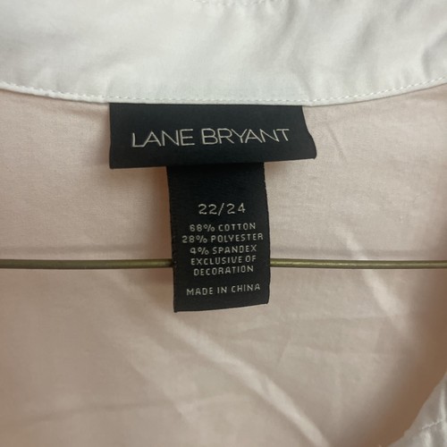 Lane Bryant 3/4 Sleeve Stretch Black & White pleated bell sleeve top Size 22/24 - Picture 3 of 4