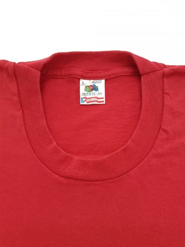 Vintage Fruit Of The Loom Blank Tee Red Size L Single Stitch T-Shirt - Picture 5 of 11
