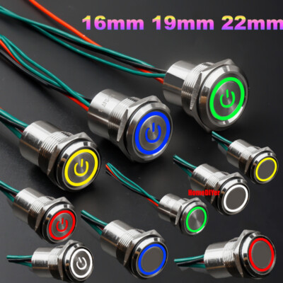16-22mm Waterproof Push Button Switches IP68 Momentary/Latching LED Metal Switch