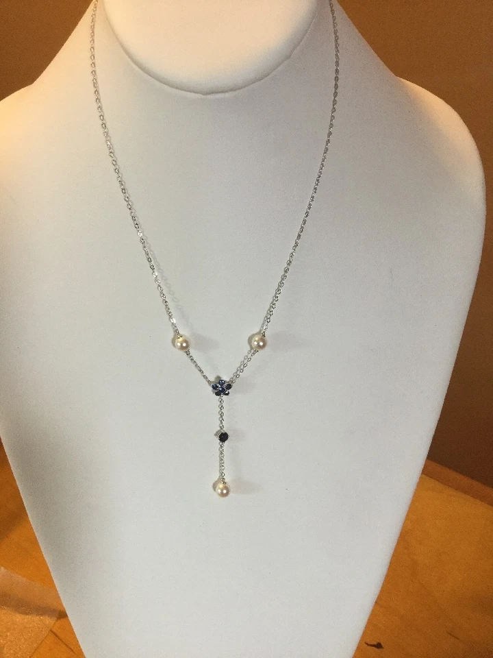 Eliot Danori Silver-Tone Imitation Pearl/Crystal Lariat Necklace #49 - Image 2 of 4