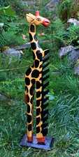 CD Regal Giraffe Holz Giraffen CD Halter CD Ständer CD Säule Dekogiraffe Holz