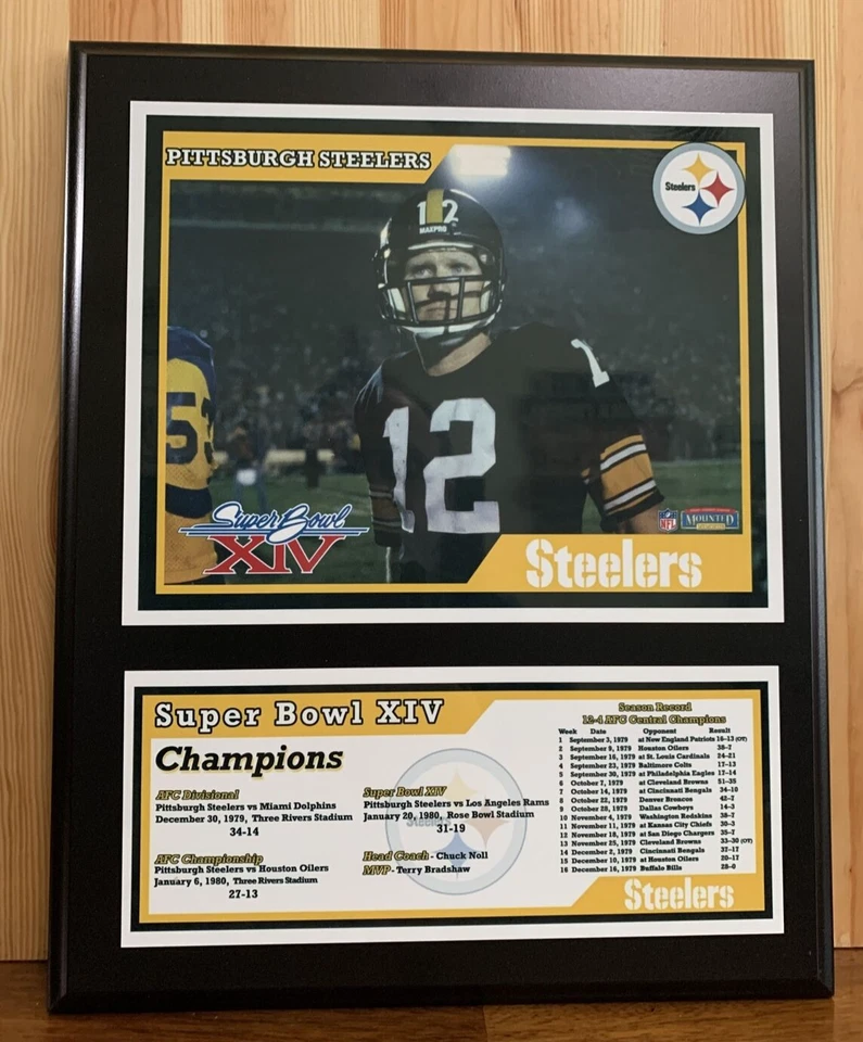 Placa de pared de madera Terry Bradshaw Pittsburgh Steelers Super Bowl XIV 12" X 15" Foto 3 de 4