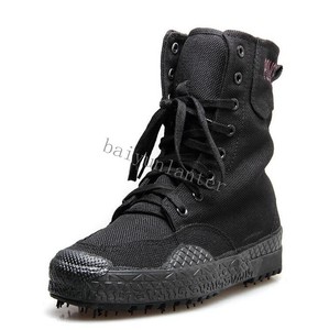 black canvas combat boots