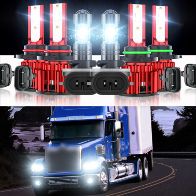 For Freightliner Coronado 03-18 - Front LED Headlight Hi/Lo Fog Light Bulbs Kit