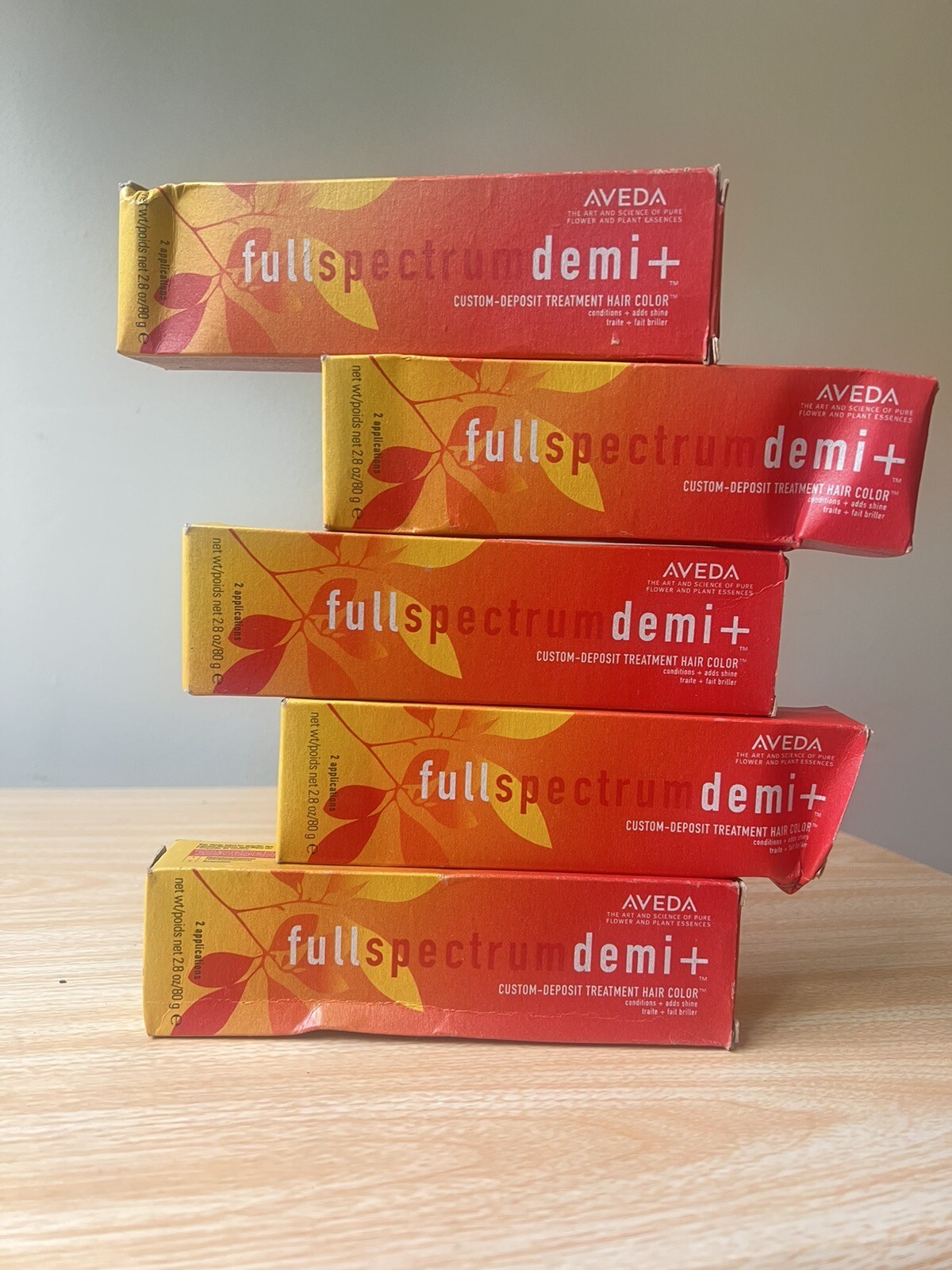 5x Aveda Full Spectrum Demi + Treatment Hair 0/R Dark Copper 2.8 oz