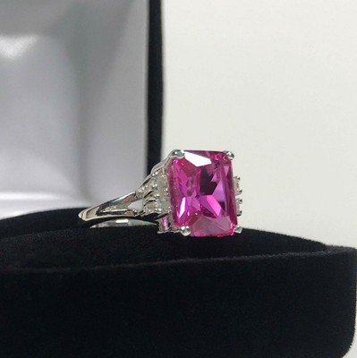 1.7ct Radiant Natural Sapphire Diamond Petite 14k SOLID White Gold Engage Ring