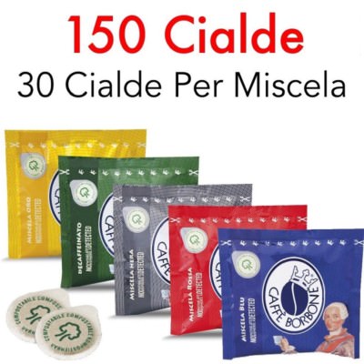 150 Pads Ese 44 Caffe borbone Mix Probierlöffel miscela rossa Blau Schwarz Gold