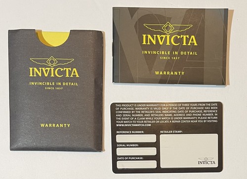 Invicta Watches Limited Edition Watch Warranty Card And Warranty Booklet - Picture 2 of 2