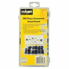 Rolson 61276 Grommet Assortment 140 Pieces Black PVC With Many Different Sizes