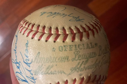 1959 Cleveland Indians Team Signed Baseball full psa hof bob lemon 29 signature - Picture 6 of 11