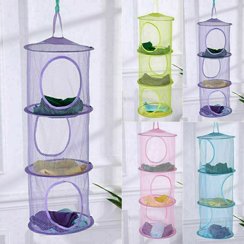 Hanging 3-Tier Mesh Net Kid Toy Home Bedroom Bathroom Tidy Organizer Storage Bag - Picture 2 of 14