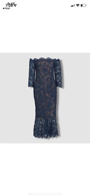 marchesa notte lace midi dress Mirrored Lace Floral Midi Dress