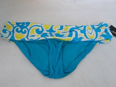 Jantzen Size 16 Light Blue Yellow Banded New Womens Bikini Swimwear Bottoms