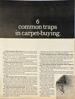 Lees Carpets ''6 Common Traps in Carpet-buying'' Vintage  Print Ad 1963