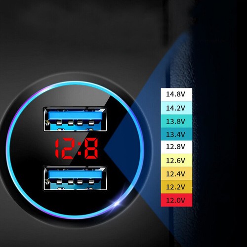 2 USB Car Phone Charger Lighter Socket Adapter Plug LED Digital Voltmeter 3.1A - Picture 6 of 19