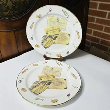 VTG Rosanna Italy Château Cheese & Wine Platter Chop Plate Porcelain 11” Set 2