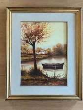 Quadro dipinto ad olio paesaggio autunnale (G.Giacobone)