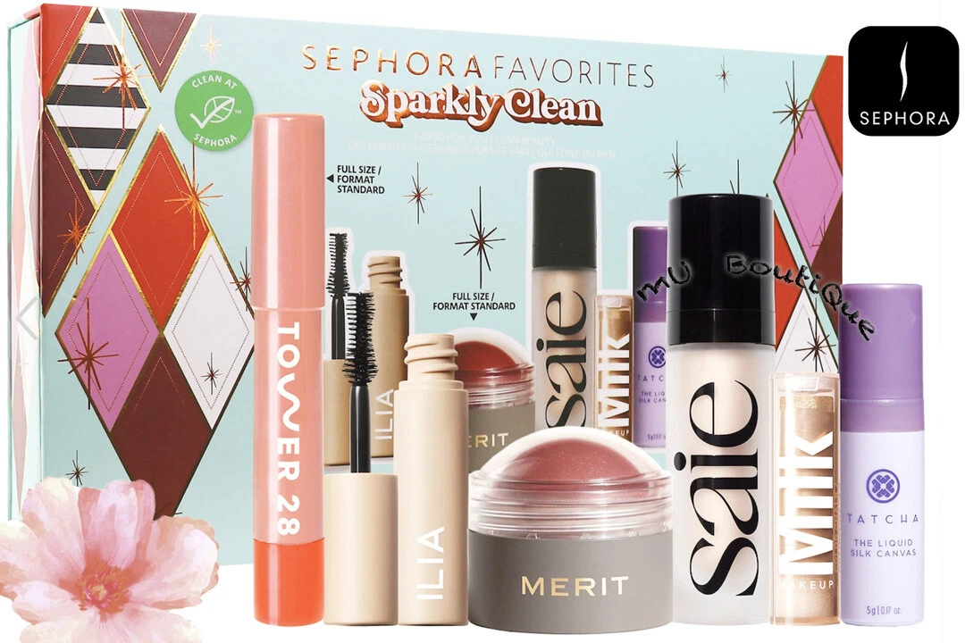 🌱SEPHORA FAVORITES CLEAN MAKEUP GIFT SET ILIA MERIT MILK SAIE TATCHA TOWER  28🌱