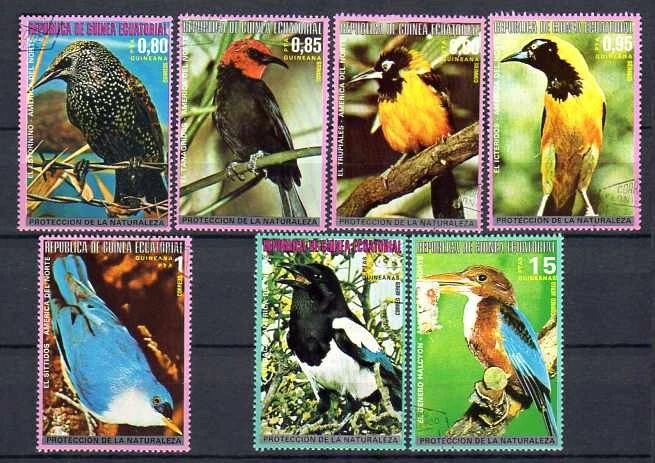 Animaux Oiseaux Guinée Equatoriale 1977 (24) Yvert n° 97 et PA 81 oblitérés used - Photo 1/1