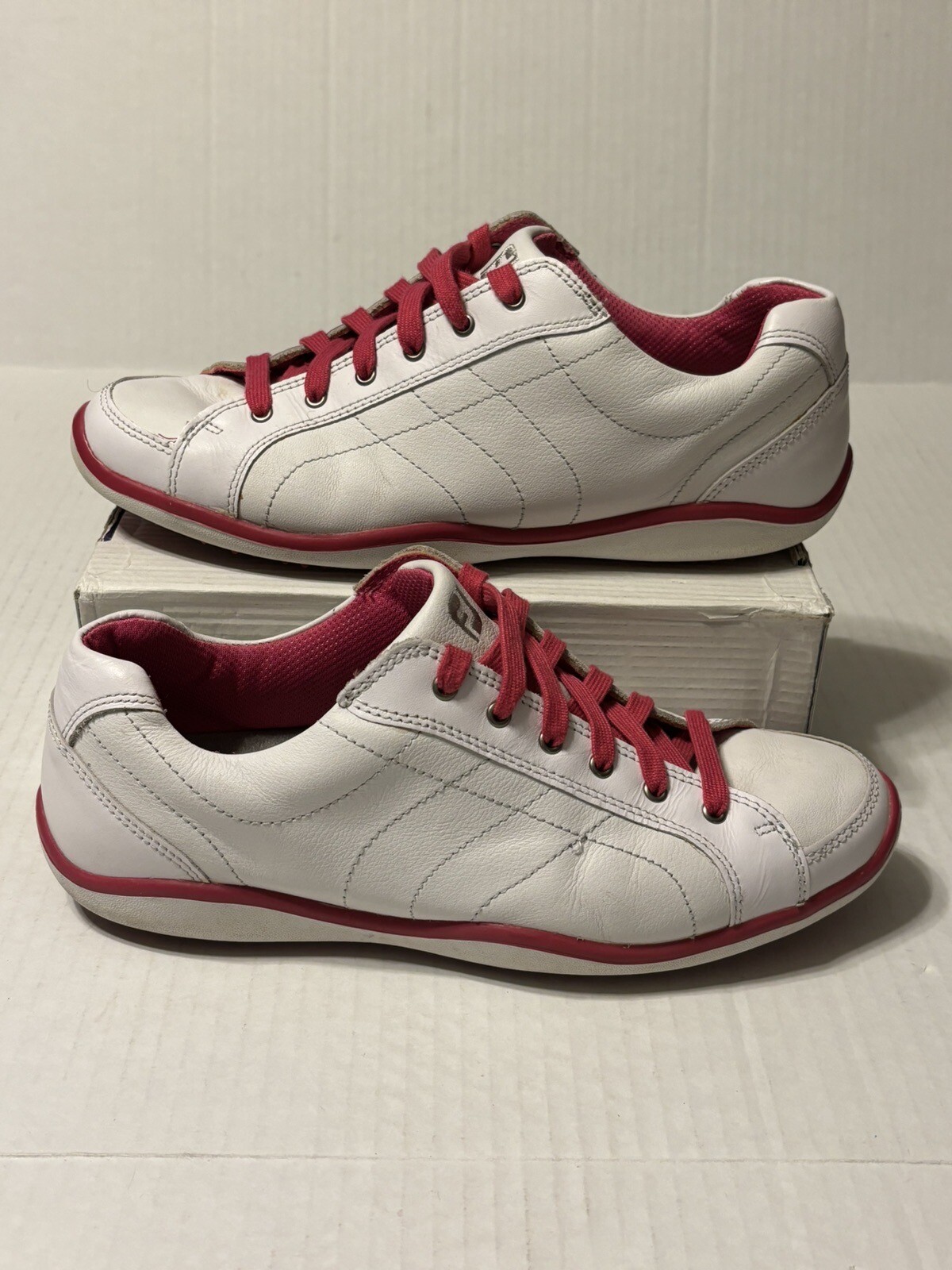 Footjoy LoPro Womens Golf Shoes Size 9.5 M Leather Spikeless White Pink