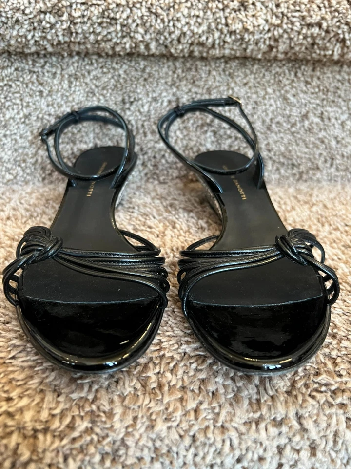 Sandalias negras para mujer GIUSEPPE ZANOTTI Ylenia 30 pitón y charol cuña. Talla EU  Foto 3 de 4