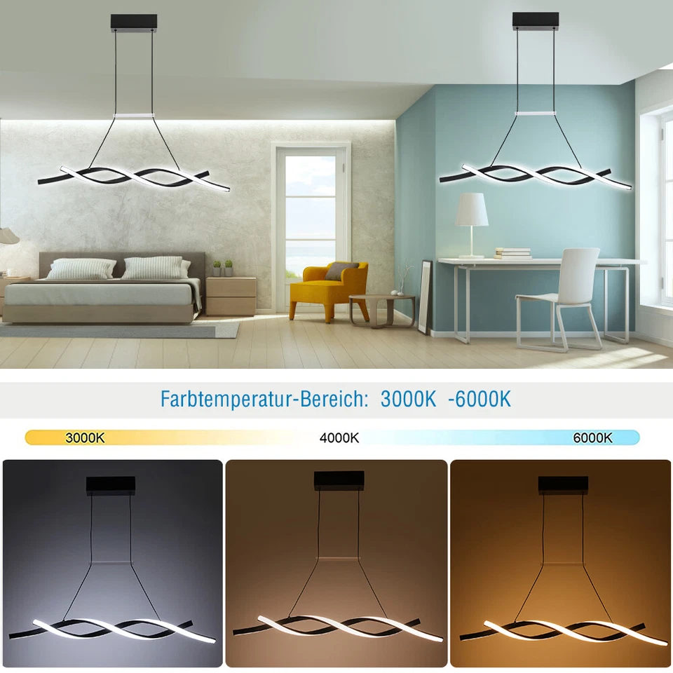 24W LED Pendelleuchte Dimmbar Hängelampe Esstisch Küchenlampe Pendellampe Licht - Bild 2 von 4