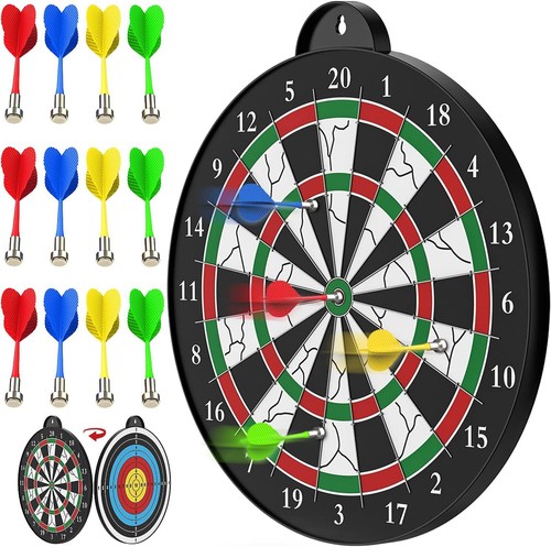 Magnetic Dart Board Set w/12 Darts - Fun Indoor Party Game for Kids Ages 5-12 - Picture 7 of 27