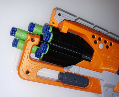7 Round Cylinder Barrel Mod - For Nerf Zombie Strike Hammershot Blaster Revolver - Picture 6 of 23