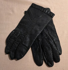 Fownes Black Leather Wrist Gloves Solid Size 9.5