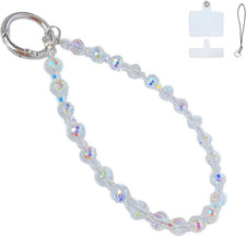 Sparkle Crystal Pearl Phone Wrist Strap for Women, Sparkling Beaded Cellphone La