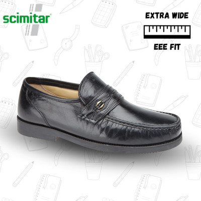 Herren Breite Mokassin Schuhe Leder Krummsäbel Halbschuhe EEE Passform Formell Schwarz Saddle