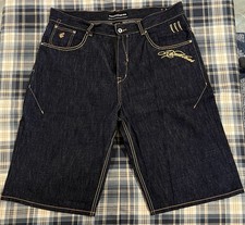 Y2K Rocawear Men's Denim Jean Shorts Baggy Long Relaxed Hip Hop Streetwear Sz 40