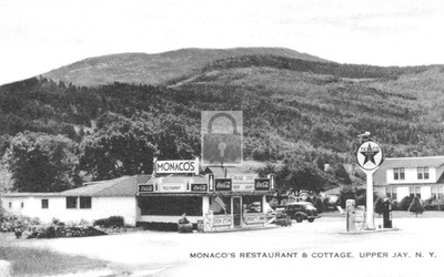 Monaco's Restaurant & Cottage Texaco Gas Upper Jay New York NY - Reprint