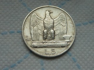 Italie 5 lire 1927 R argent Victor Emmanuel III