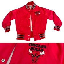 Vintage 90’s Kid’s CHICAGO BULLS SATIN JACKET 6-7 YRS Boy Bomber NBA JORDAN ERA