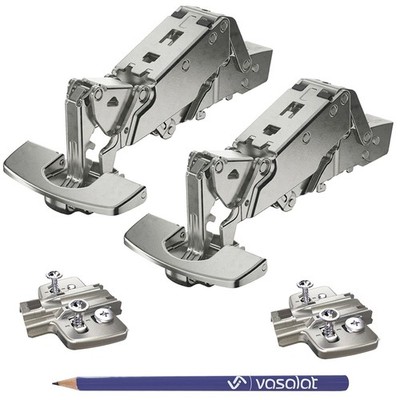 Hettich Weitwinkelscharniere 165° 2x Scharniere mit Dämpfung, Feder & Platten