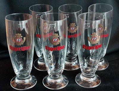Set von sechs Biergläsern der Marke Egger Bier (Österreichische Brauerei)