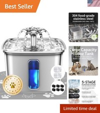 108oz Automatic Stainless Steel Cat and Dog Water Fountain with Filters  Mat
