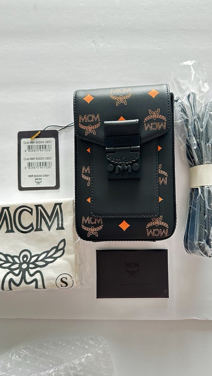 NEW $660 MCM Black Orange Vallarta COLOR SPLASH Monogram